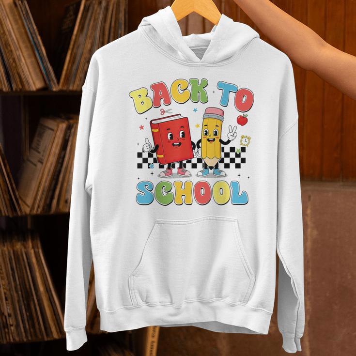 Back To School Checkered Book Pencil Groovy Teacher Student Unisex Hoodie Back To School Checkered Book Pencil Groovy Teacher Student Unisex Hoodie