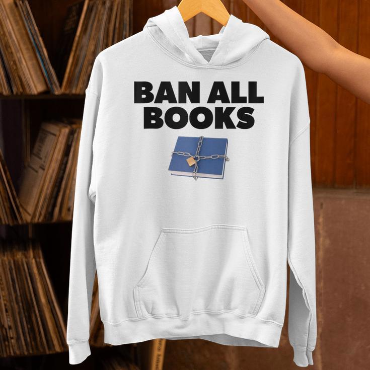 Ban All Books Satire Parody Meme Joke Ironic Sarcastic Weird Unisex Hoodie