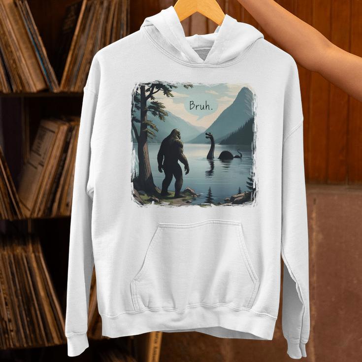 Bigfoot Sasquatch & Loch Ness Monster Introvert Bruh Unisex Hoodie Bigfoot Sasquatch & Loch Ness Monster Introvert Bruh Unisex Hoodie