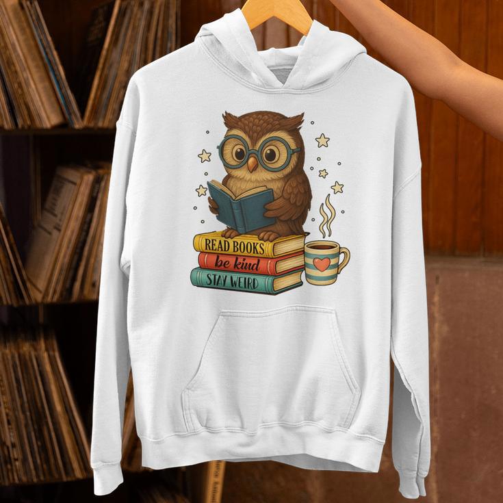 Book Lover Owl Reading Bookish Library Read Books Be Kind Unisex Hoodie