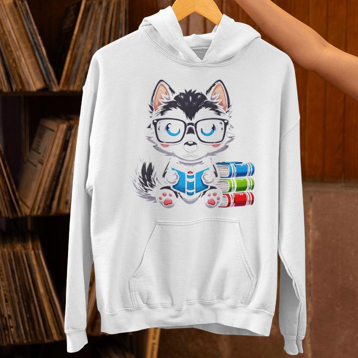 Book Lover Reading Husky Dog Unisex Hoodie