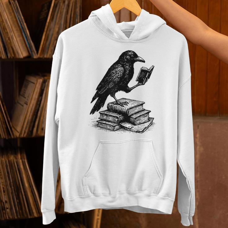 Book Raven Vintage Dark Academia Literature Reading Unisex Hoodie