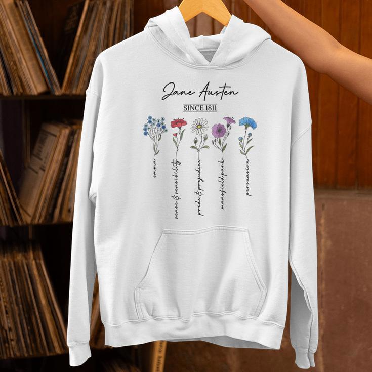 Bookish Feminist Jane Austen Fan Jane Austen Flower Books Unisex Hoodie