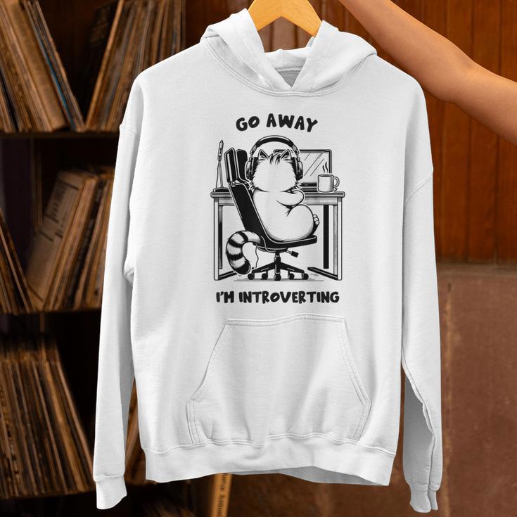 Cat With Coffee On Computer Go Away I'm Introverting Unisex Hoodie Cat With Coffee On Computer Go Away I'm Introverting Unisex Hoodie