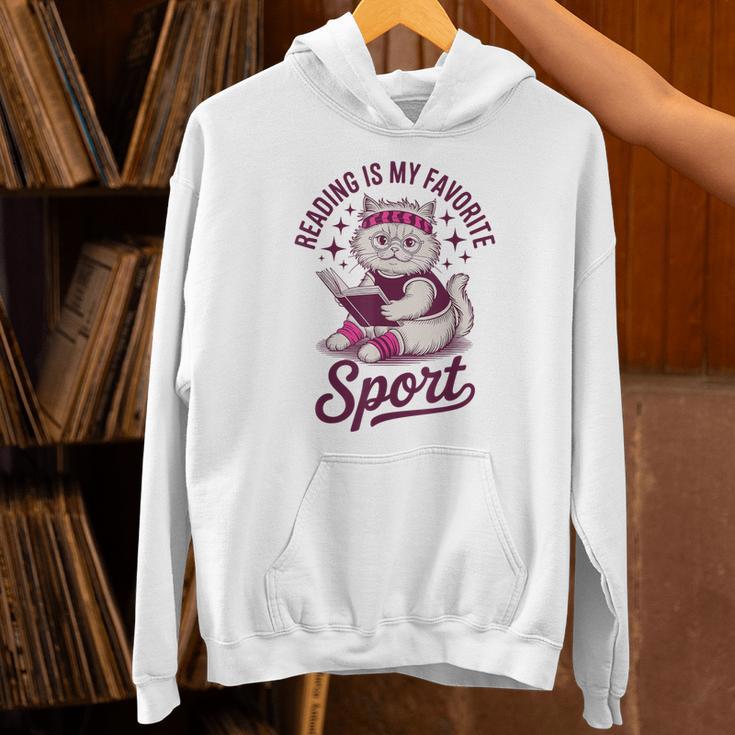 Cat Reading Is My Favorite Sport Retro Book Lover Unisex Hoodie Cat Reading Is My Favorite Sport Retro Book Lover Unisex Hoodie