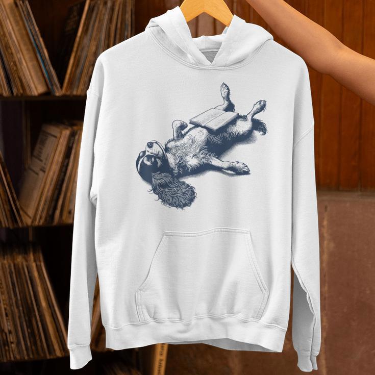 Cavalier King Charles Spaniel Book Nap Vintage Dog Mom Dad Unisex Hoodie