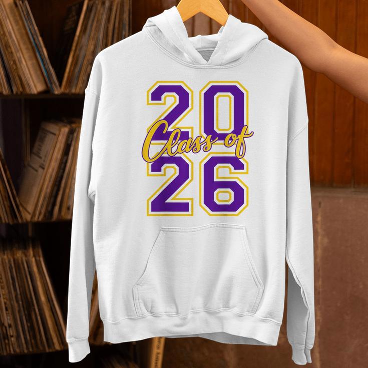 Class Of 2026 Graduation Varsity Purple And Yellow Letters Unisex Hoodie