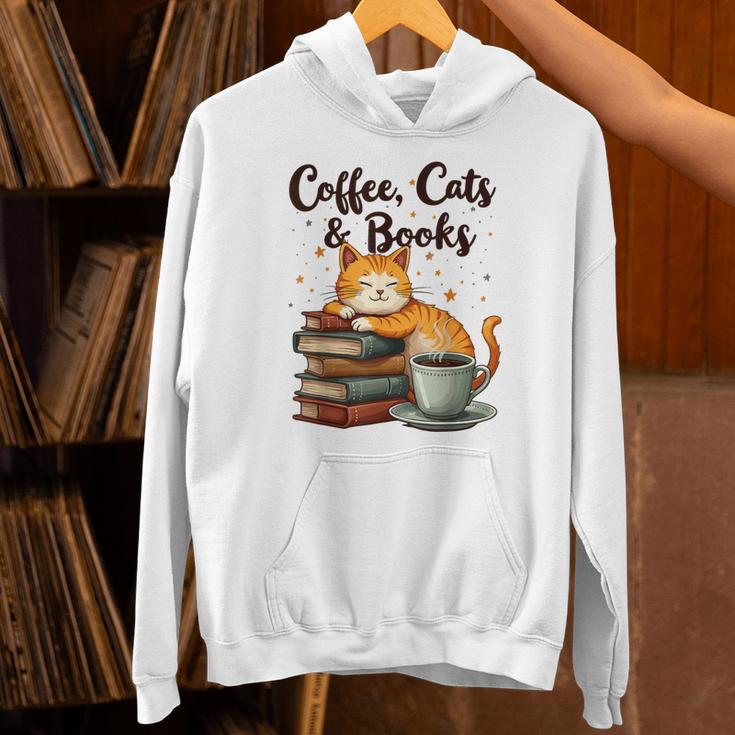 Coffee Cats And Books Lover For Women & Girls Coffee Unisex Hoodie