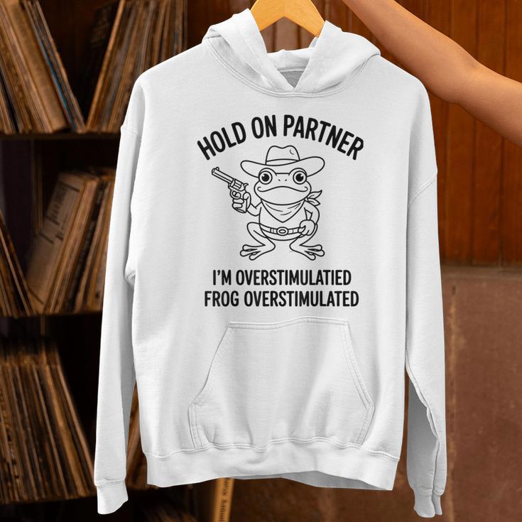Cowboy Frog Overstimulated Western Meme Introverts Unisex Hoodie