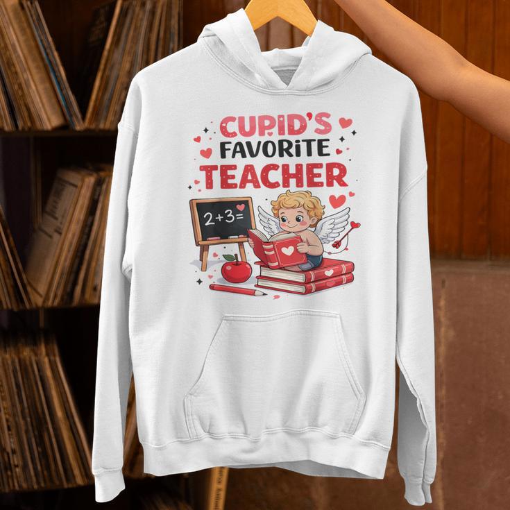 Cupid's Favorite Math Teacher Valentine Reading Book Women Unisex Hoodie