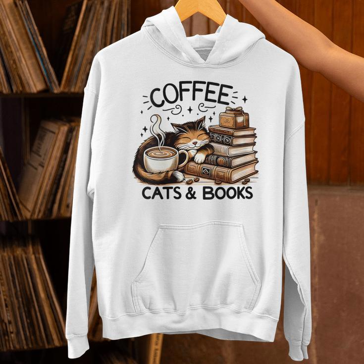 Cute Coffee Cats Books Lover Idea Women Men Kids Unisex Hoodie