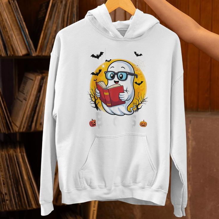 Cute Ghost Reading Book Retro Halloween Librarian Unisex Hoodie Cute Ghost Reading Book Retro Halloween Librarian Unisex Hoodie