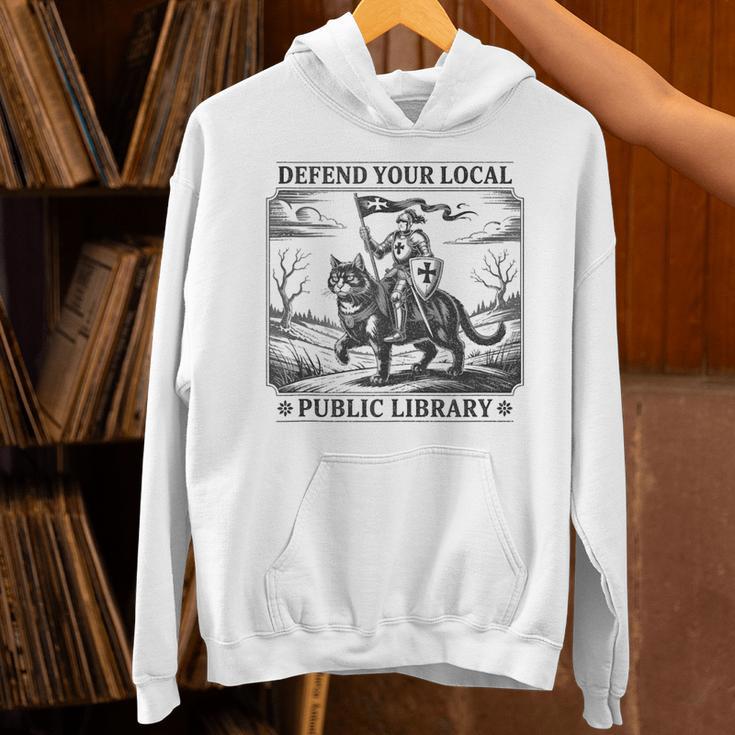 Defend Your Local Public Library Cat Knight Book Lover Unisex Hoodie