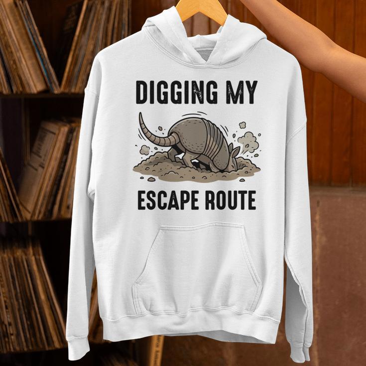 Digging My Escape Route Armadillo Introvert Humor Unisex Hoodie Digging My Escape Route Armadillo Introvert Humor Unisex Hoodie