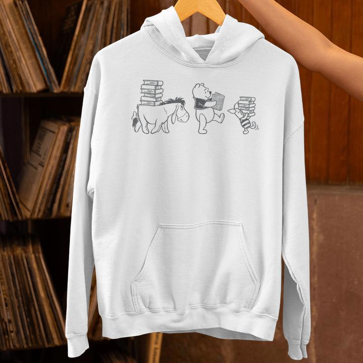 Disney Winnie The Pooh Eeyore Pooh & Piglet Carrying Books Unisex Hoodie Disney Winnie The Pooh Eeyore Pooh & Piglet Carrying Books Unisex Hoodie