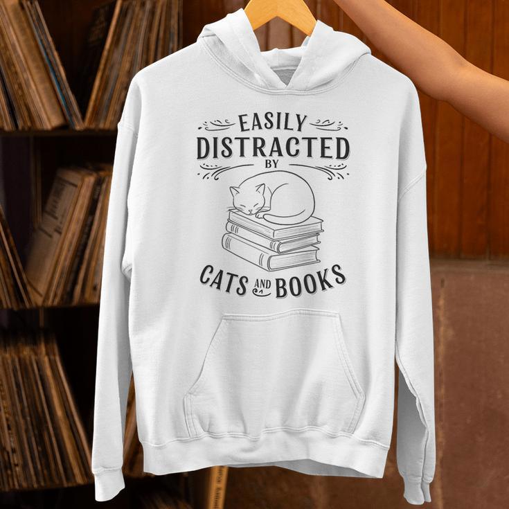 Easily Distracted By Cats And Books For Women Unisex Hoodie Easily Distracted By Cats And Books For Women Unisex Hoodie