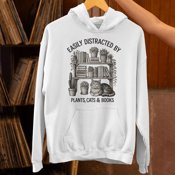 Easily Distracted By Plants Cats & Books Planting Gardening Unisex Hoodie Easily Distracted By Plants Cats & Books Planting Gardening Unisex Hoodie