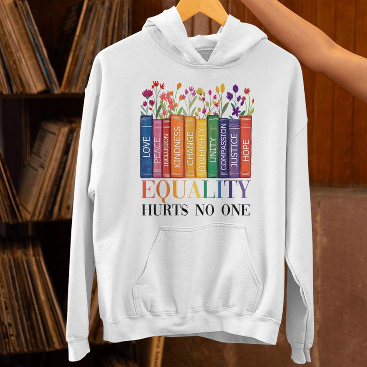 Equality Hurts No One LGBTQ Pride Books And Flowers Unisex Hoodie