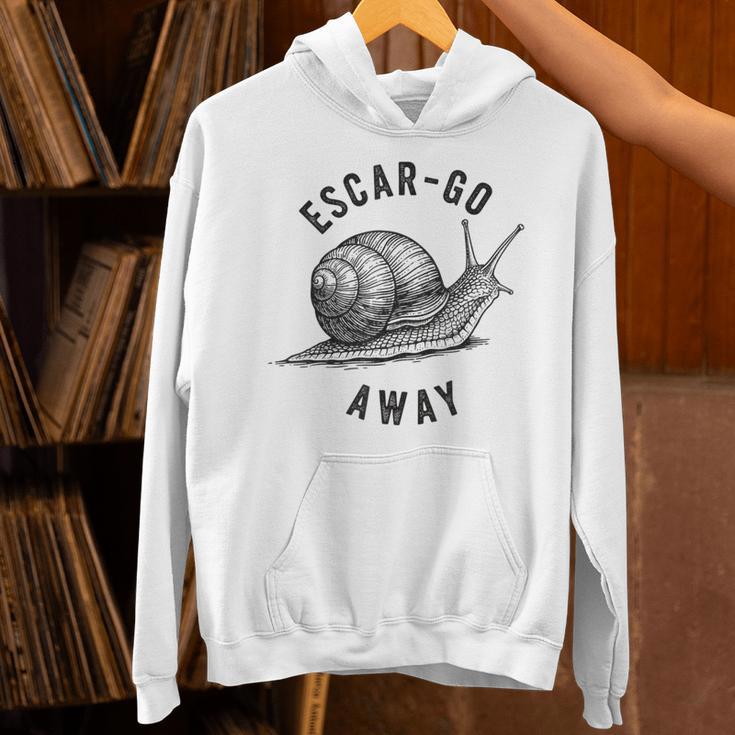 Escar Go Away Snail Vintage French Pun Introvert Humor Unisex Hoodie