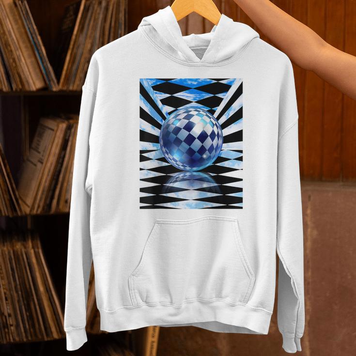 Frutiger Aero Aesthetic Tech Checkered Room Orb Sky Raglan Baseball Tee Unisex Hoodie