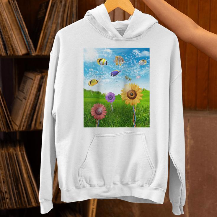 Frutiger Aero Aesthetic Tech Scenery Fishes Sunflower Raglan Baseball Tee Unisex Hoodie Frutiger Aero Aesthetic Tech Scenery Fishes Sunflower Raglan Baseball Tee Unisex Hoodie