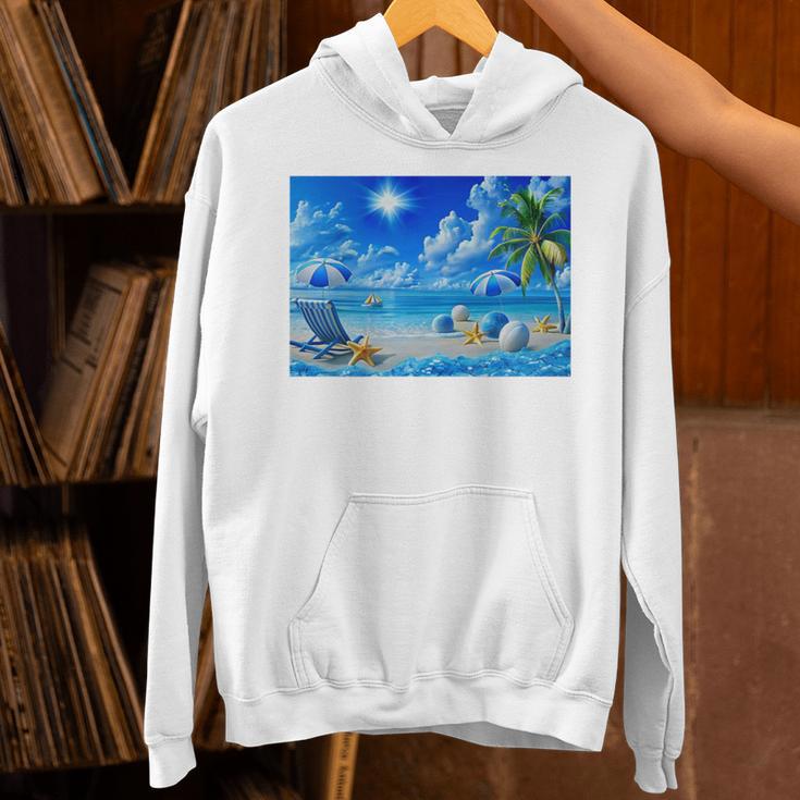 Frutiger Aero Beach Y2k Aesthetic Palm Tree Sand Ocean Premium Unisex Hoodie