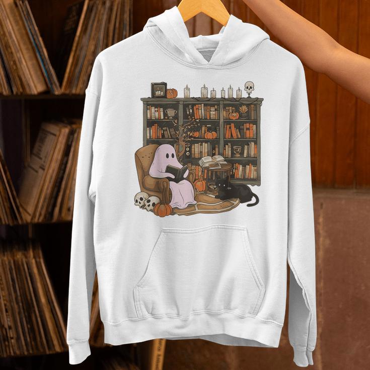 Ghost Reading Book Cat Lover Halloween Reading Enthusiast Unisex Hoodie Ghost Reading Book Cat Lover Halloween Reading Enthusiast Unisex Hoodie