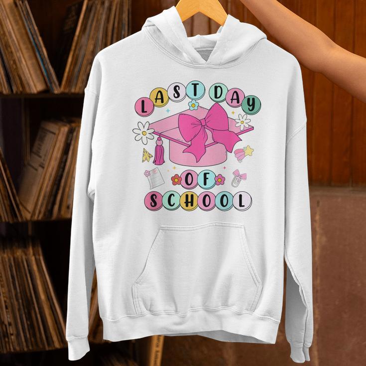 Happy Last Day Of School Coquette Bow Graduation Girls Kids Unisex Hoodie