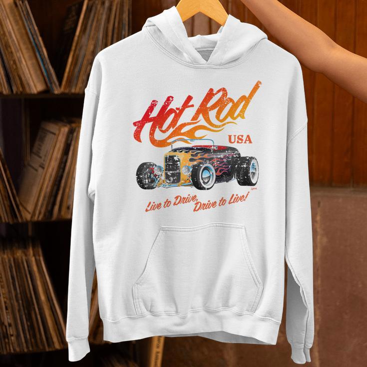 Hotrod Vintage Style Car Nostalgia Hotrod Distressed Premium Tri-Blend Unisex Hoodie