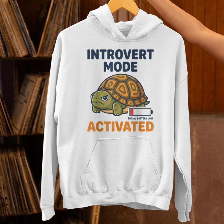 Introvert Mode Activated Low Social Battery Box Turtle Unisex Hoodie