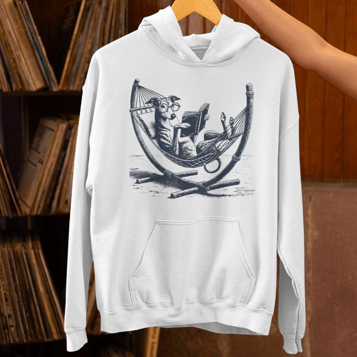 Italian Greyhound Whippet Dog Reading Book Hammock Iggy Mom Unisex Hoodie