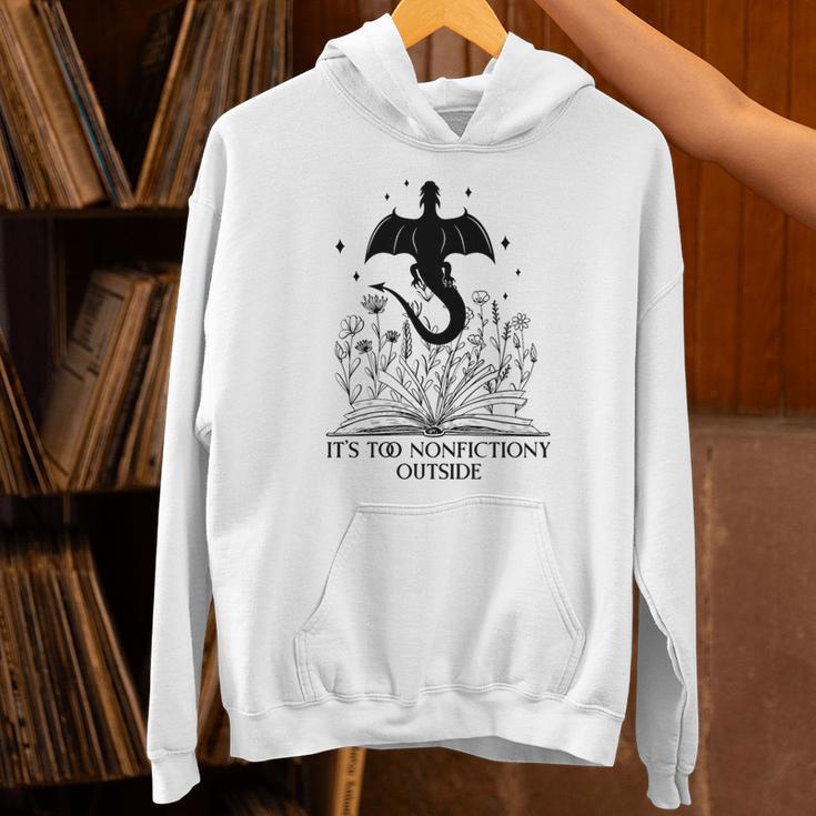 It's Too Nonfictiony Outside Book Dragon Reading Fantasy Era Premium Tri-Blend Unisex Hoodie