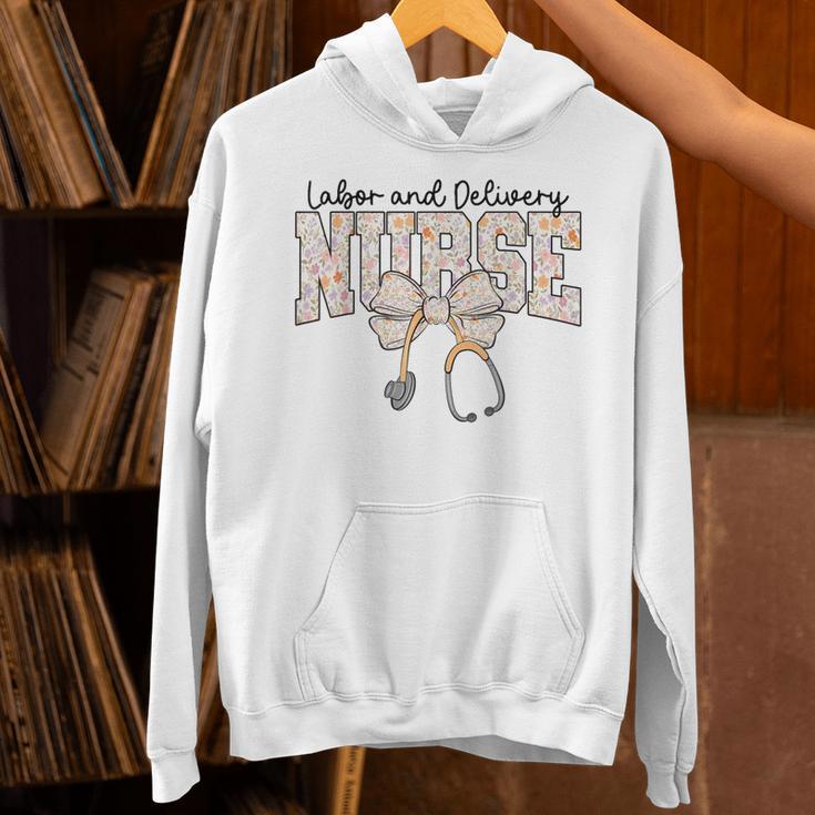 Labor And Delivery Nurse Stethoscope Coquette Bow Graduation Unisex Hoodie