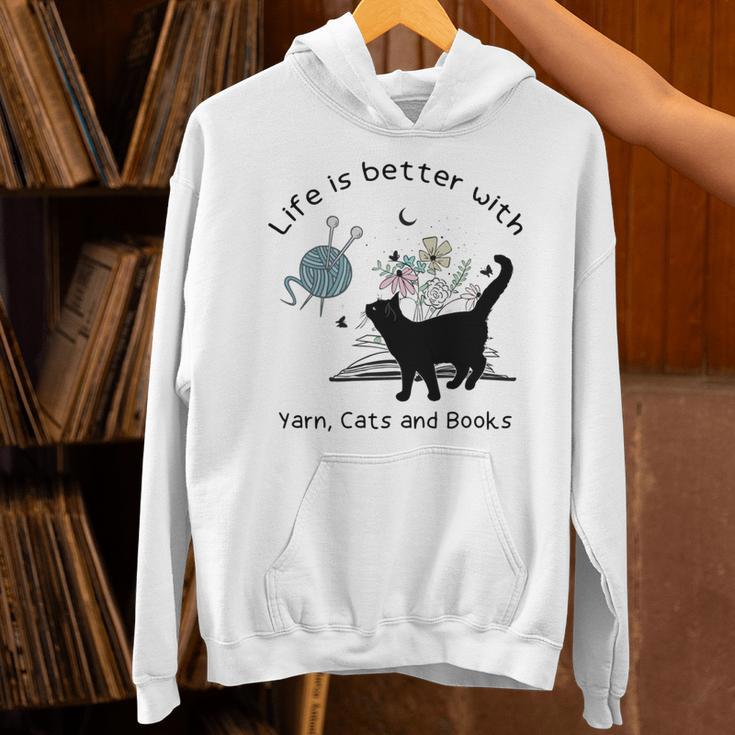 Life Is Better With Yarn Cats And Books Unisex Hoodie