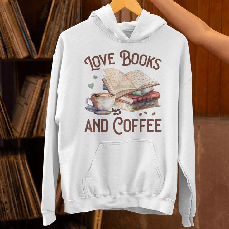 Love Books And Coffee Books Reading Coffee Drinking Unisex Hoodie