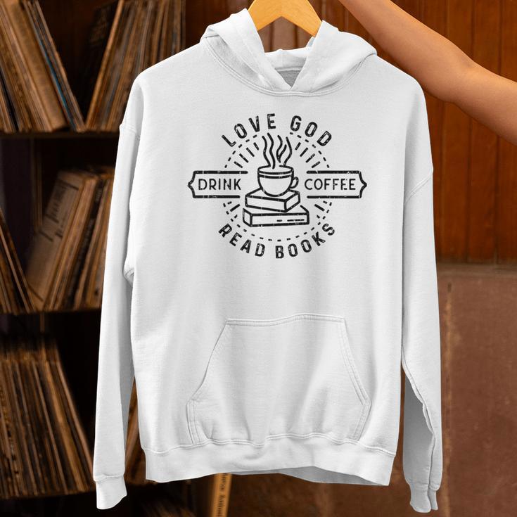 Love God Drink Coffee Read Books Book Lover Unisex Hoodie