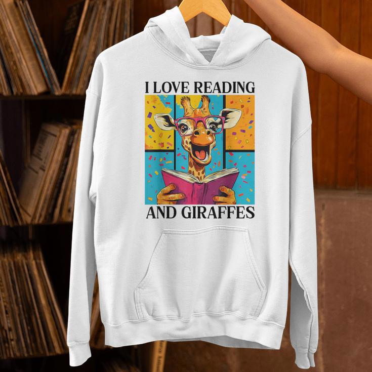 Love Reading And Giraffes Cute Giraffe Reading Book Lovers Unisex Hoodie Love Reading And Giraffes Cute Giraffe Reading Book Lovers Unisex Hoodie