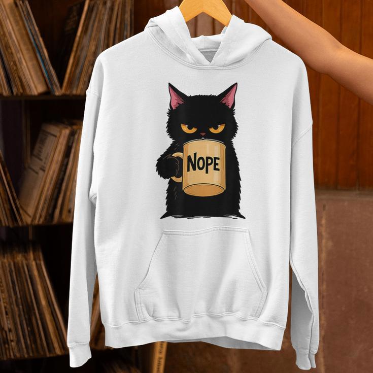 Nope Coffee Cat – Introvert Humor Monday Kitty Unisex Hoodie