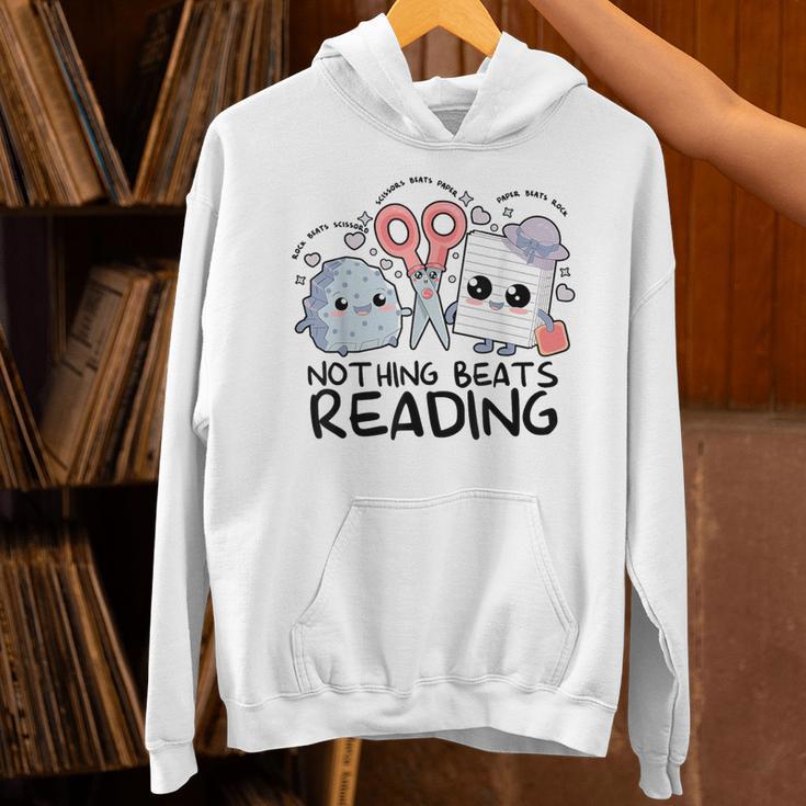 Nothing Beats Reading Rock Paper Scissors Book Lover Teacher Unisex Hoodie