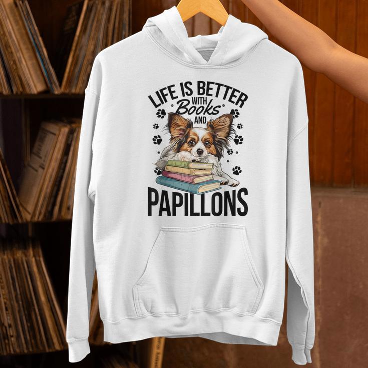 Papillon Dog Breed Life Is Better With Books And Papillons Unisex Hoodie Papillon Dog Breed Life Is Better With Books And Papillons Unisex Hoodie