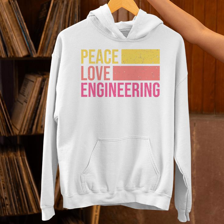 Peace Love Engineering Engineer School Graduation Retro Unisex Hoodie