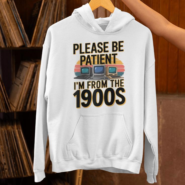 Please Be Patient I'm From The 1900s Retro Computer Raglan Baseball Tee Unisex Hoodie