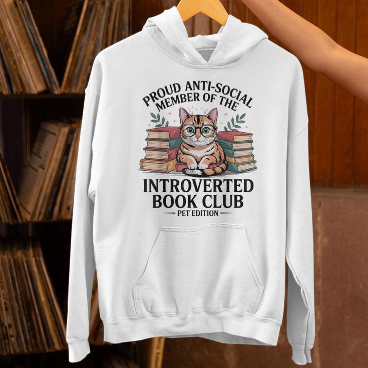 Proud Introverted Book Club Anti Social Reader Pet Cat Unisex Hoodie