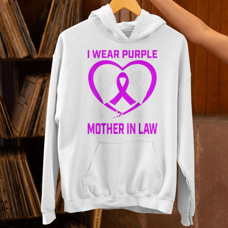 Purple In Memory Of Mother In Law Alzheimers Dementia Heart Unisex Hoodie