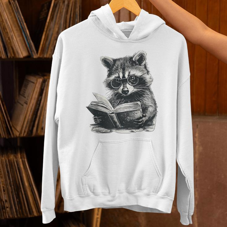 Raccoon With Book Cute Raccoons Reading Books Unisex Hoodie Raccoon With Book Cute Raccoons Reading Books Unisex Hoodie