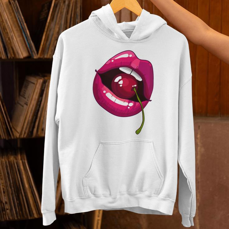Rainbow Lips With a Cherry In The Mouth 80s Nostalgia Premium Tri-Blend Unisex Hoodie