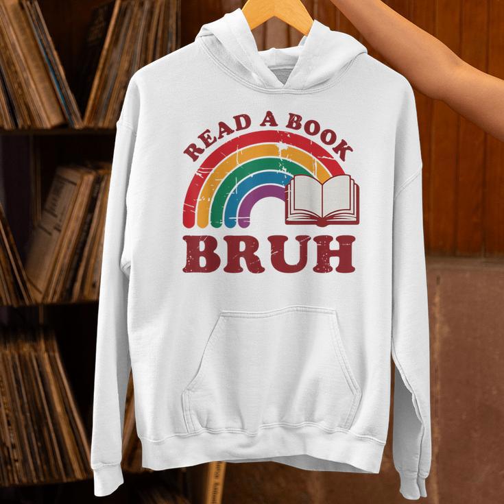 Read A Book Bruh Rainbow Vintage Reading Library Student Unisex Hoodie