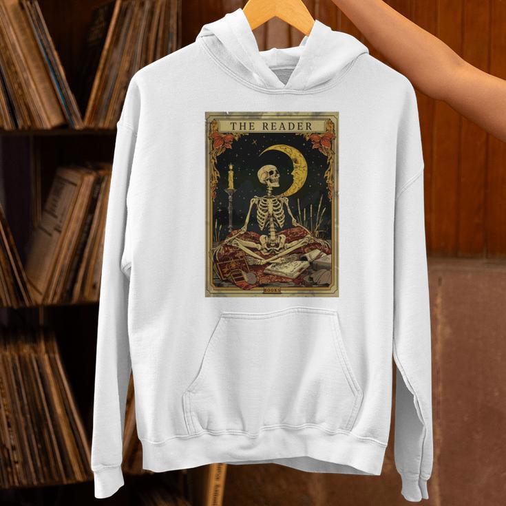 The Reader Tarot Card Book Lover Skeleton Art Goth Style Unisex Hoodie