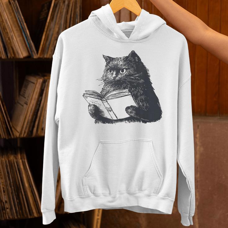 Reading Cat Cat Book Lover Unisex Hoodie