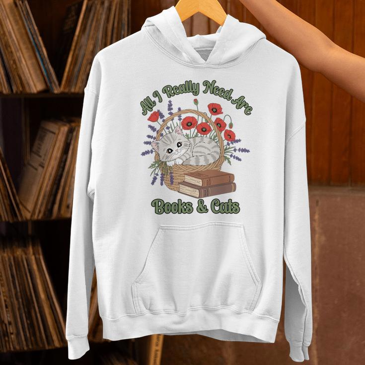 All I Really Need Are Books And Cats Book Lover Tee Unisex Hoodie